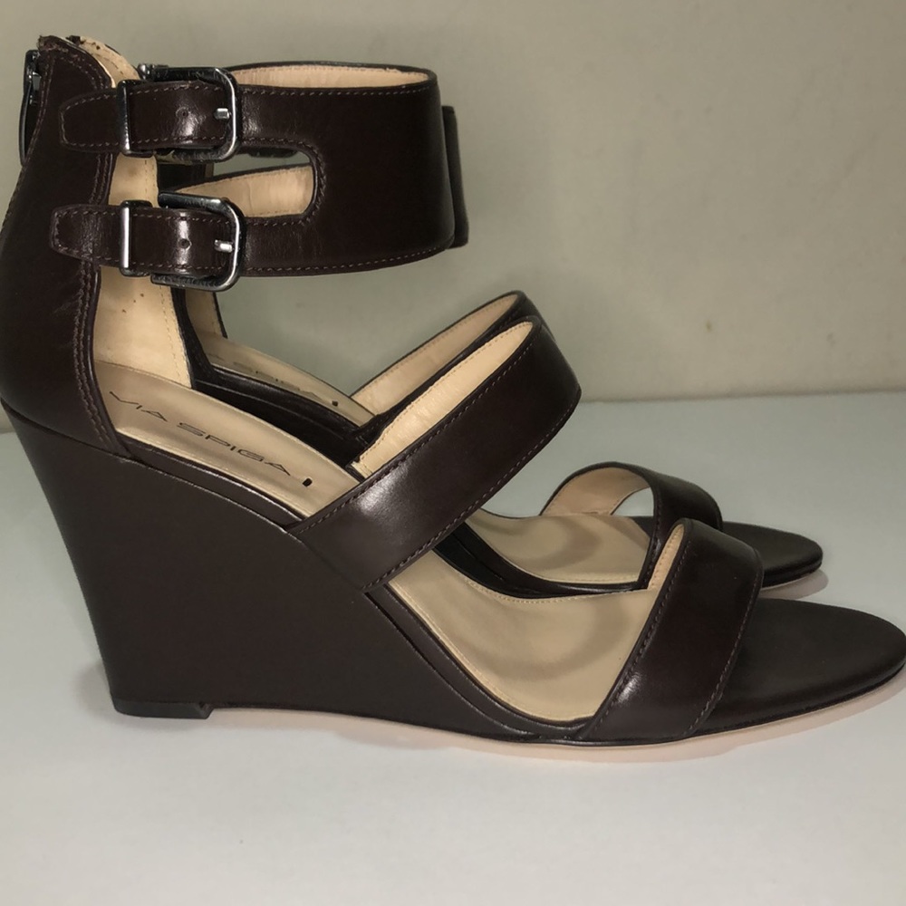 Via Spiga Brown Leather wedge heel size 11